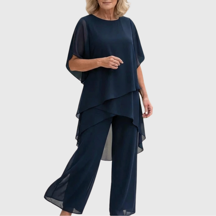 Ajesta | Elegant Suit with Draped Palazzo Pants