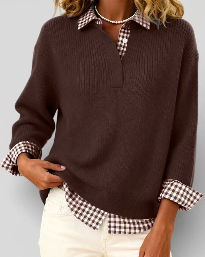 Talia Knit Sweater & Checkered Shirt