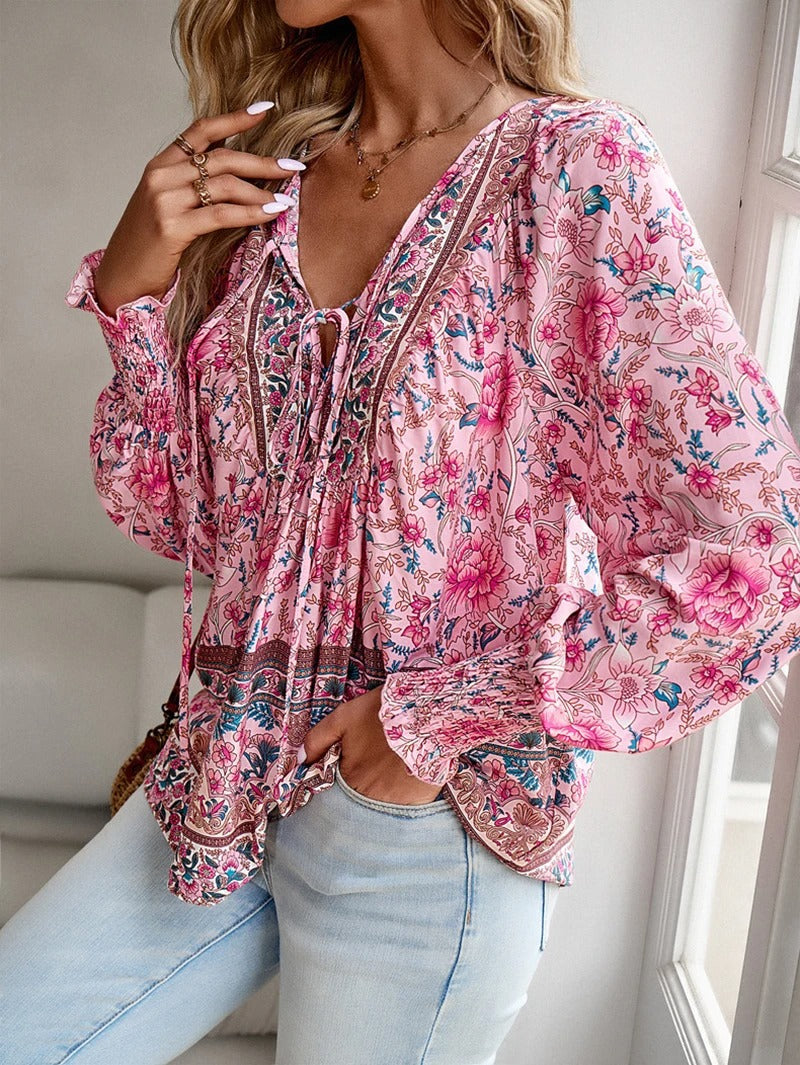 Cherry | Soft Breeze Floral Boho Blouse