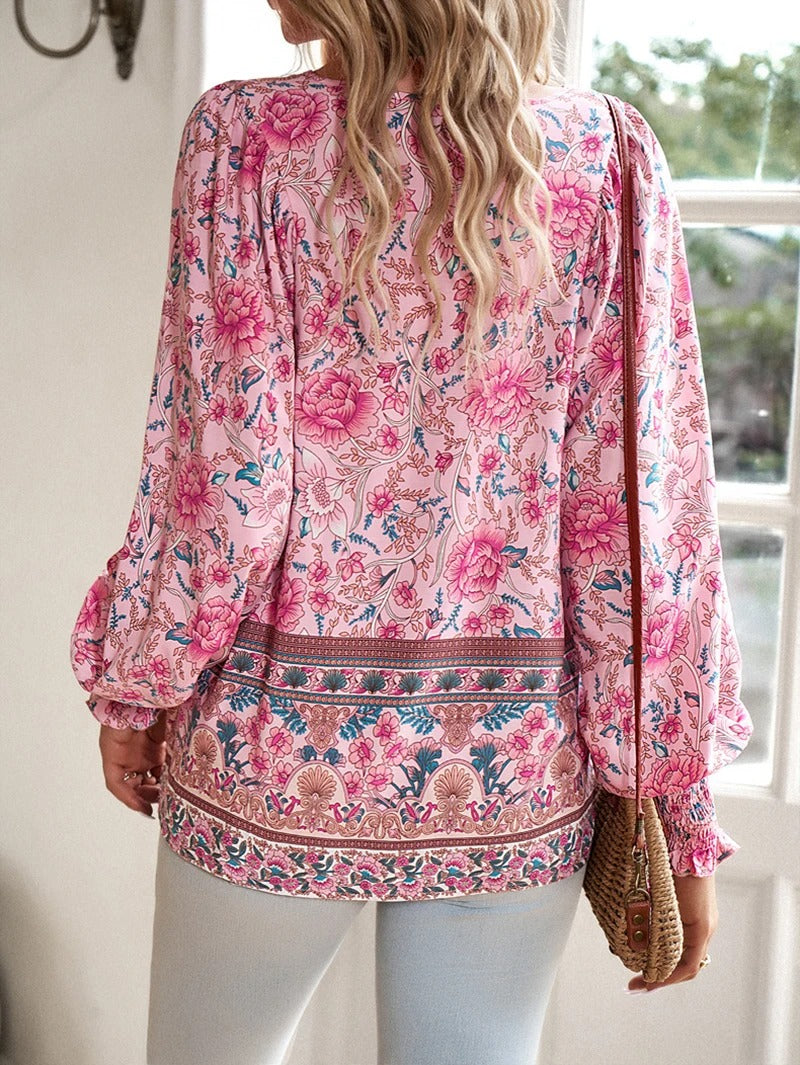 Cherry | Soft Breeze Floral Boho Blouse