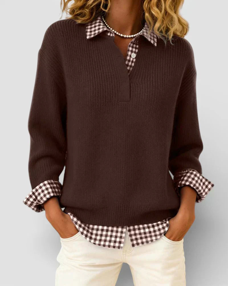Talia Knit Sweater & Checkered Shirt