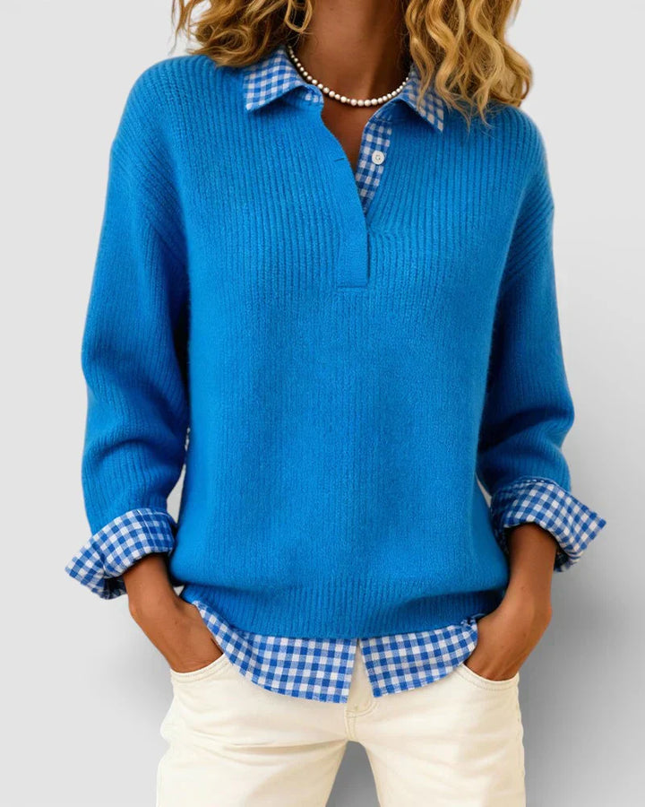 Talia Knit Sweater & Checkered Shirt