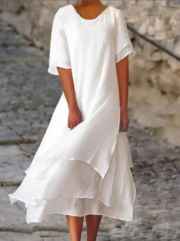 Jasmin – Elegant Layered Flowy Midi Dress