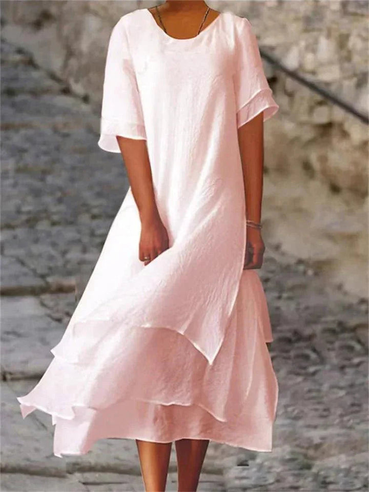 Jasmin – Elegant Layered Flowy Midi Dress