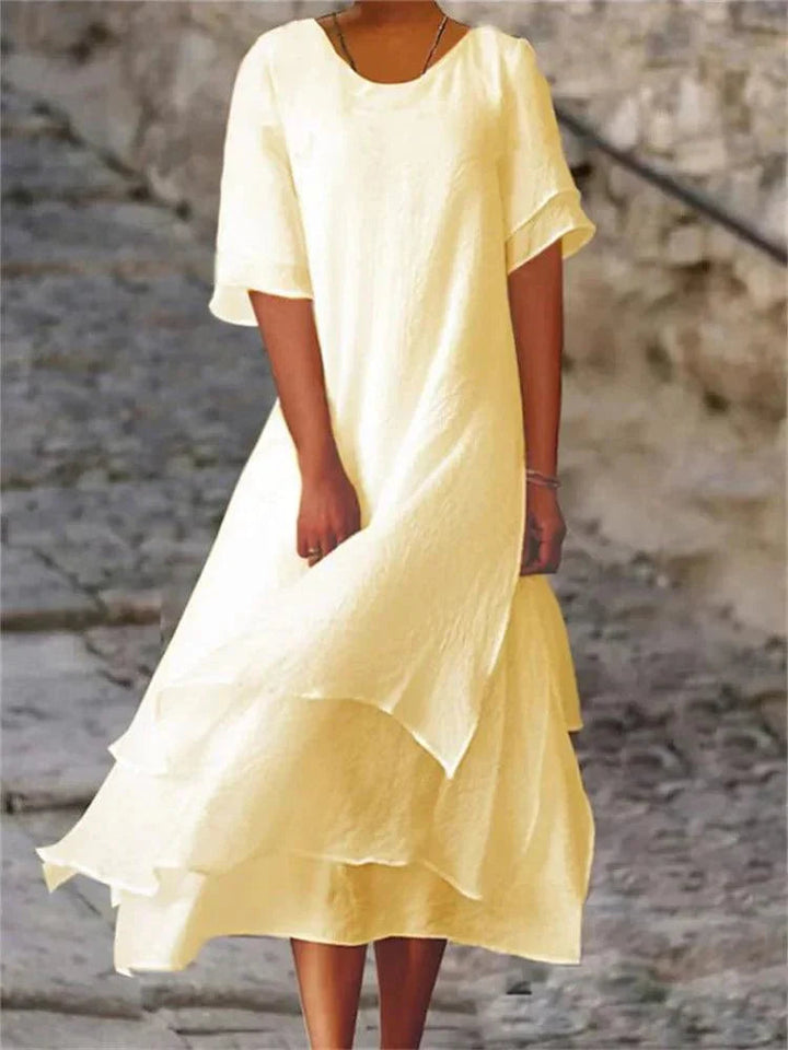 Jasmin – Elegant Layered Flowy Midi Dress