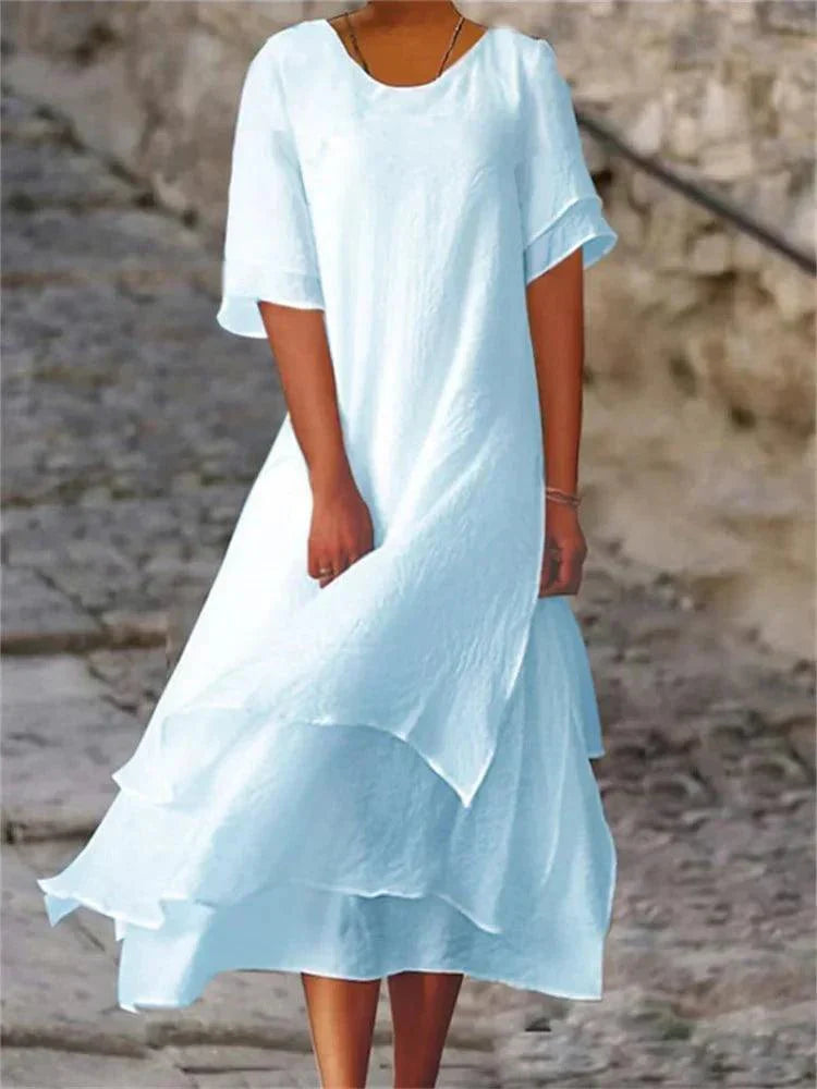 Jasmin – Elegant Layered Flowy Midi Dress