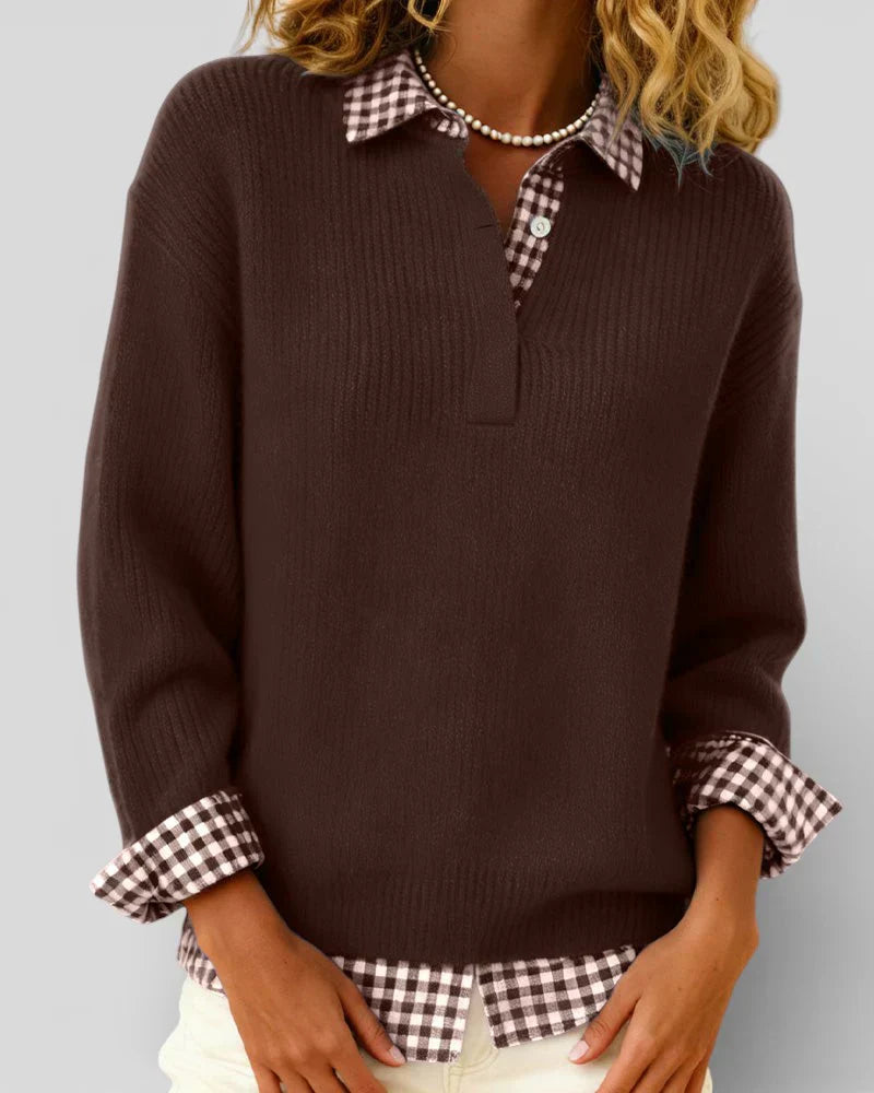Talia Knit Sweater & Checkered Shirt