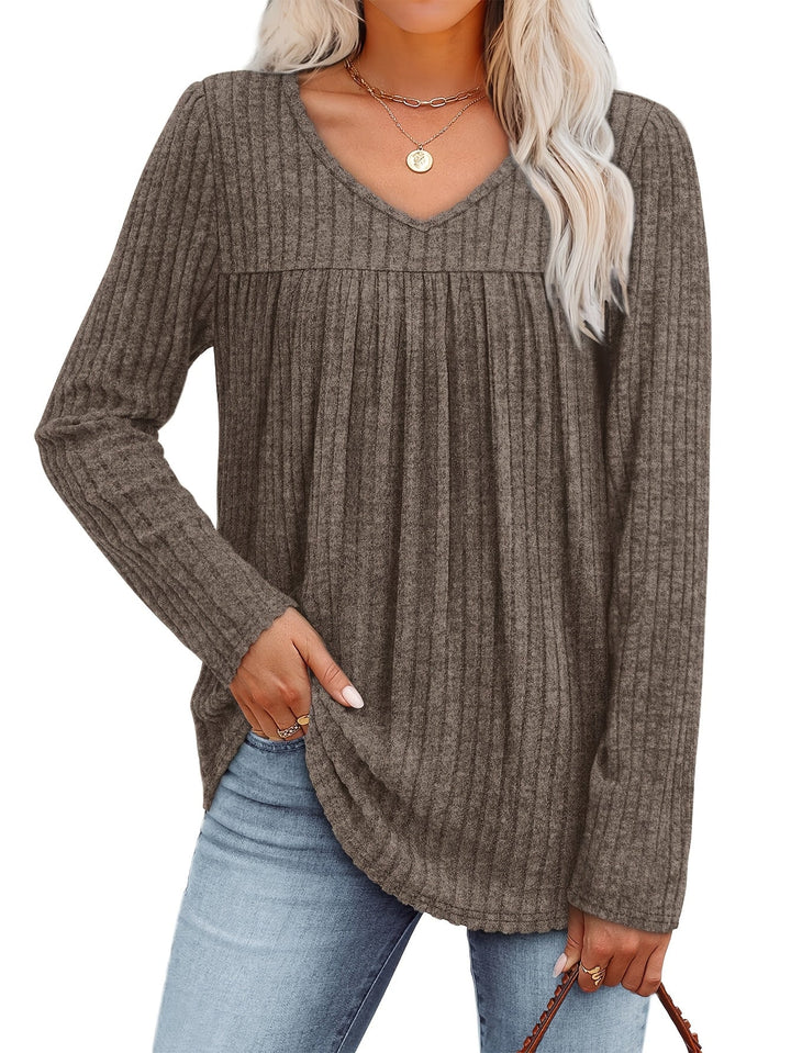 Helle™ | Light knit blouse with V-neck