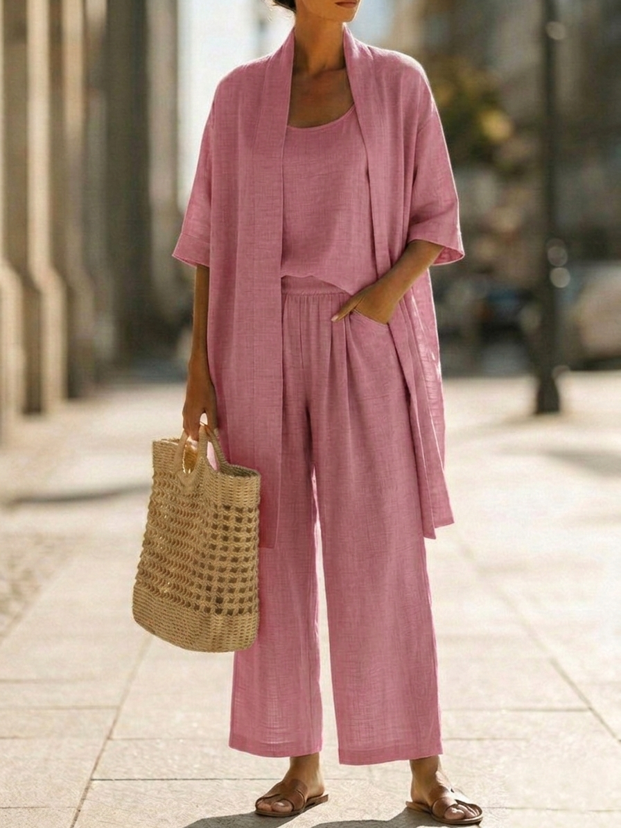 Leyla Linen-Cotton 3-Piece Set — Effortless Style and Comfort