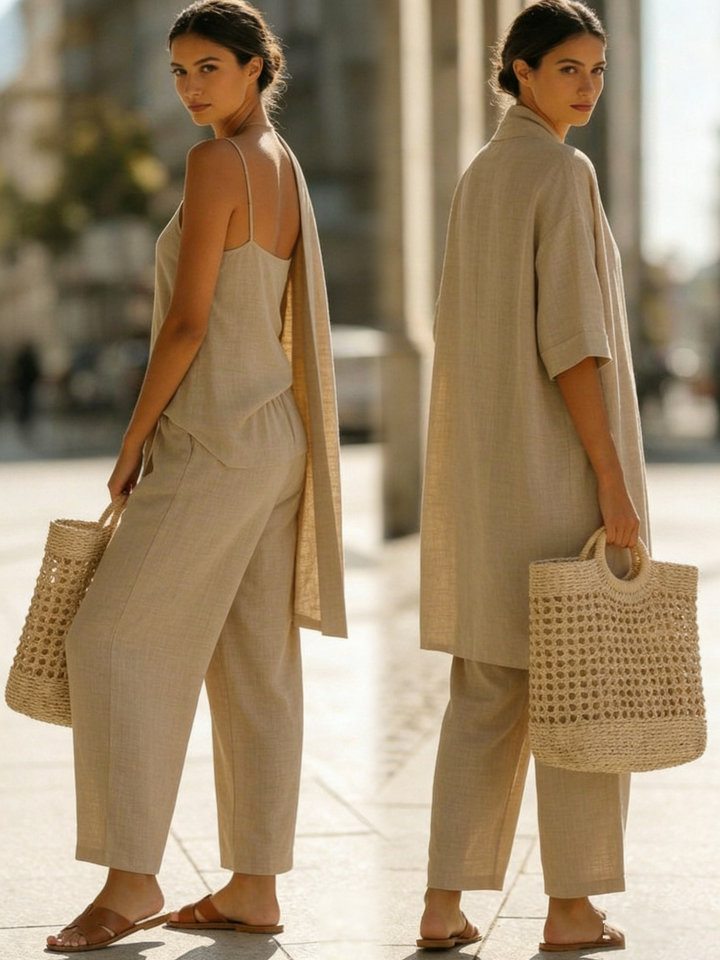 Leyla Linen-Cotton 3-Piece Set — Effortless Style and Comfort
