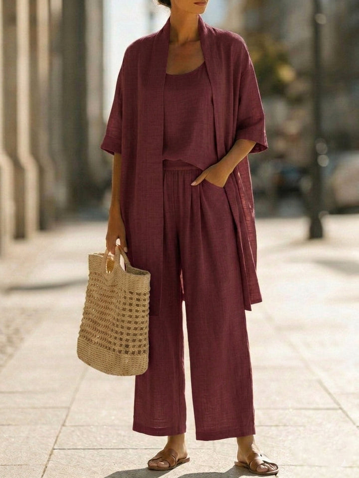 Leyla Linen-Cotton 3-Piece Set — Effortless Style and Comfort