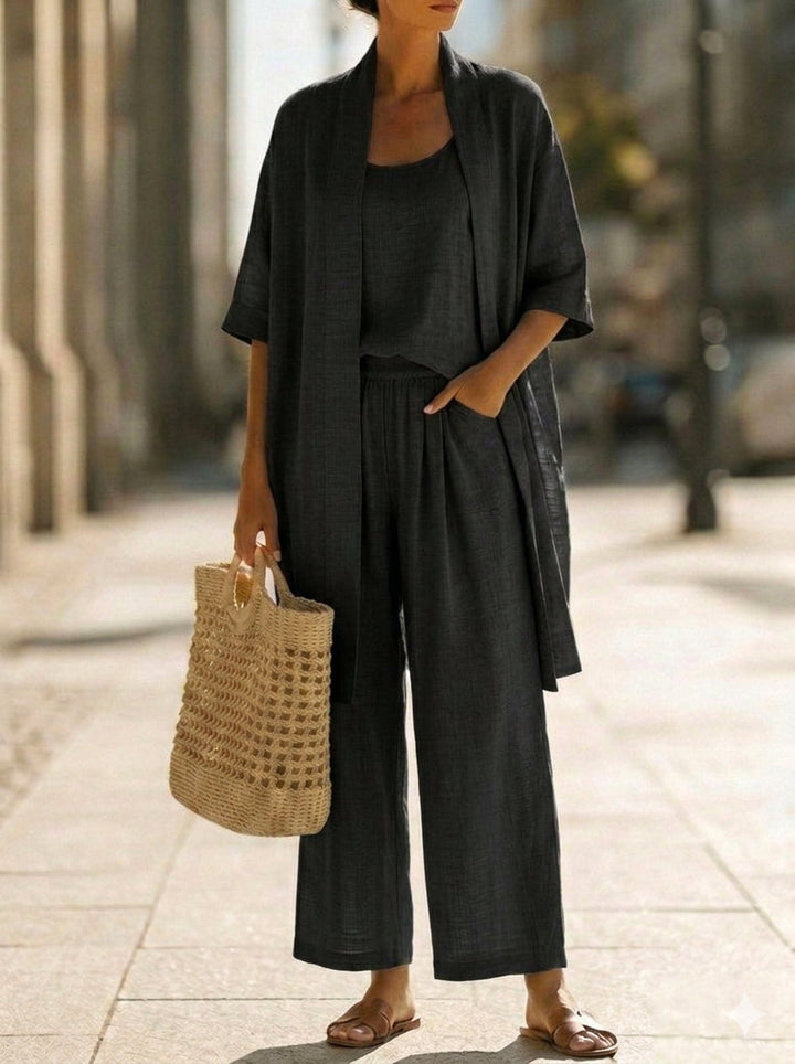 Leyla Linen-Cotton 3-Piece Set — Effortless Style and Comfort