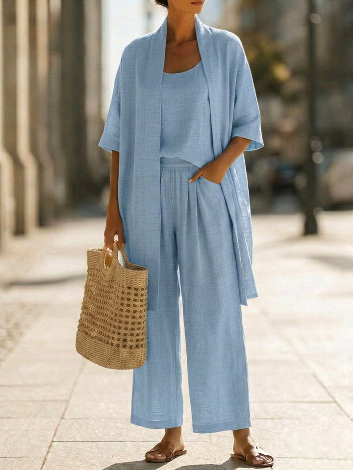 Leyla Linen-Cotton 3-Piece Set — Effortless Style and Comfort