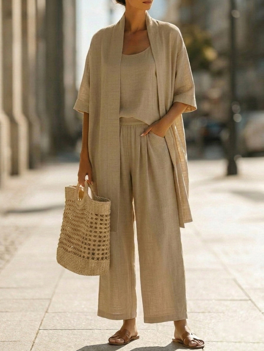 Leyla Linen-Cotton 3-Piece Set — Effortless Style and Comfort