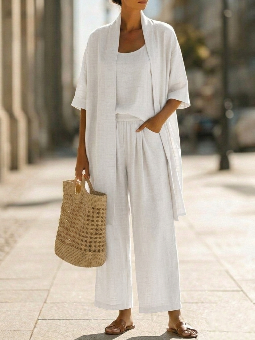 Leyla Linen-Cotton 3-Piece Set — Effortless Style and Comfort