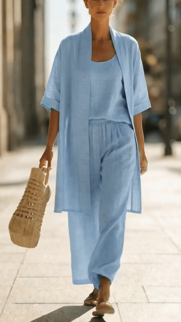 Leyla Linen-Cotton 3-Piece Set — Effortless Style and Comfort