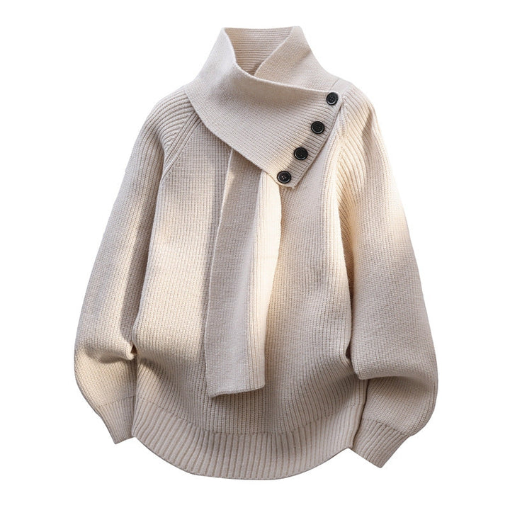 Lydia | Elegant Scarf-Neck Knit Sweater